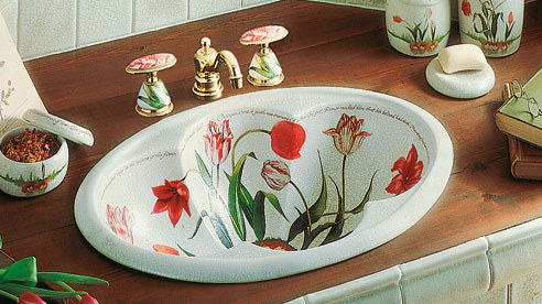 Fables & Flowers Kohler декора раковины красные тюльпаны